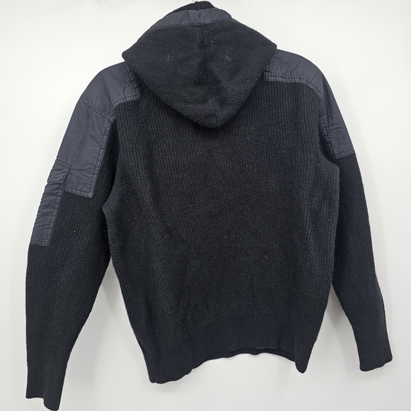 rag & bone Andrew Military Hoodie Black Merino Wool Size M - Picture 7 of 9